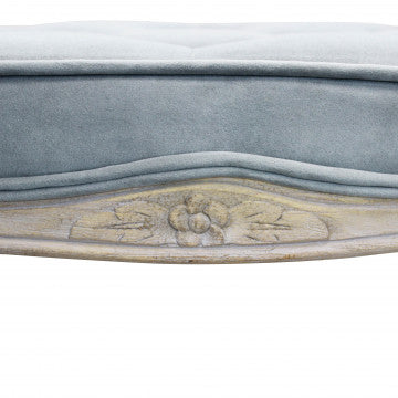 Sgabello in legno e velluto grigio, dimensioni 50x36x47 cm