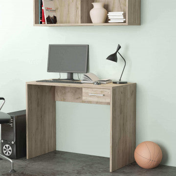 Porta PC in truciolare bilaminato rovere grigio 90x45x74 cm