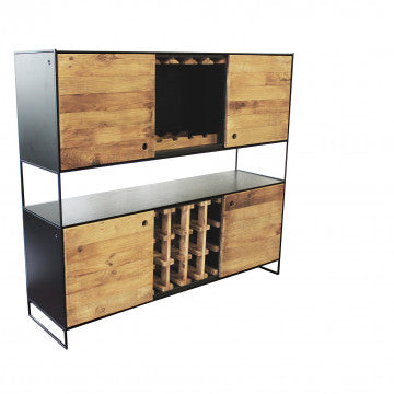Mobile in legno di pino riciclato, 100x40x131 cm, colore marrone