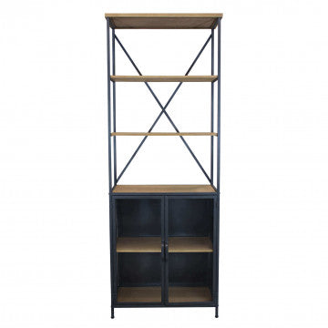Mobile in legno e acciaio con struttura verticale, dimensioni 68x39x183 cm