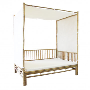 Divano letto in legno di bamboo con cuscino, 210x150x240 cm