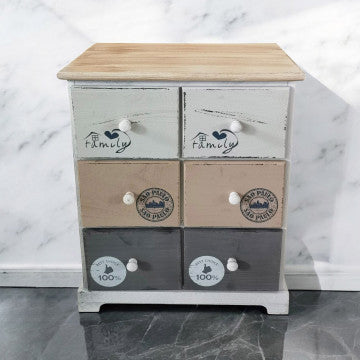 Mobiletto in legno con 6 cassetti 48x29x56 cm