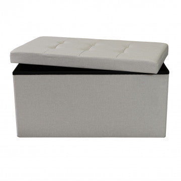 Pouf contenitore rettangolare in tessuto tortora 76x38x38 cm