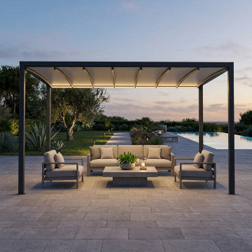 Pergola retrattile motorizzata in alluminio 390x291 cm con copertura PVC