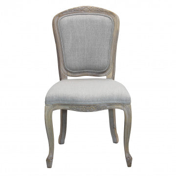 Sedia in legno e tessuto grigio, dimensioni 52x49x90 cm