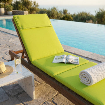 Cuscino lettino poliestere sfoderabile idrorepellente verde 194,5x59 cm