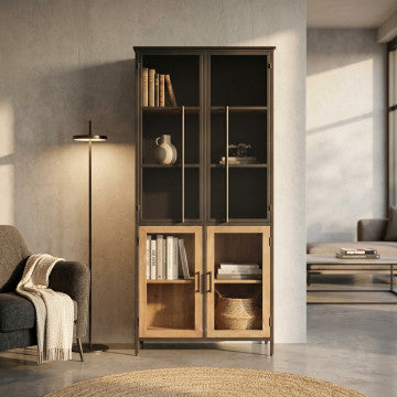 Mobile in ferro e legno con struttura mista, altezza 139,7 cm