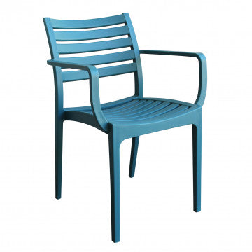 Poltrona Eveline impilabile in polipropilene blu petrolio, dal design moderno. Dimensioni: 58.5x55.2x84cm.