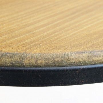 Tavolino in ferro e legno, piano quadrato 56x56 cm, altezza 66,5 cm