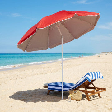 Ombrellone spiaggia nylon protezione UV diametro 180 cm palo metallo