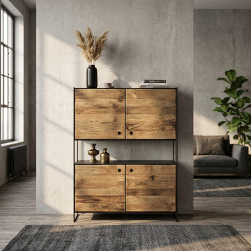 Mobile in legno di pino riciclato, 100x40x131 cm, colore marrone
