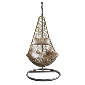 Dondolo in metallo tortora con seduta in wicker - Struttura tubo 42x2,5mm