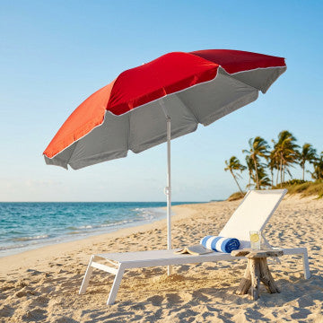 Ombrellone spiaggia nylon protezione UV diametro 180 cm palo metallo