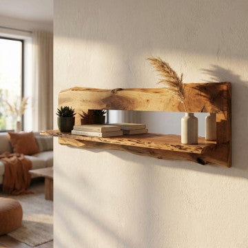 Mensola in legno acacia marrone dimensioni 120x22x38 cm