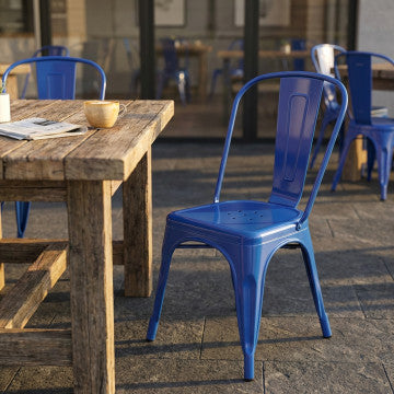 Sedia struttura metallo seduta metallo dimensioni 35x45x85 cm colore blu