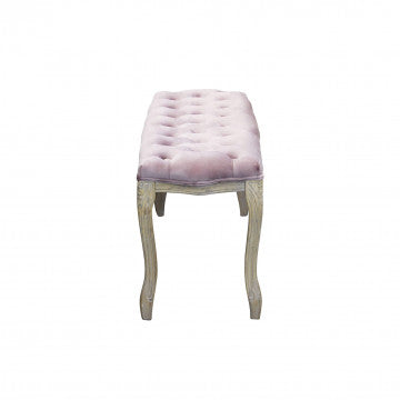Panca in legno con rivestimento in velluto rosa 110x36x47 cm