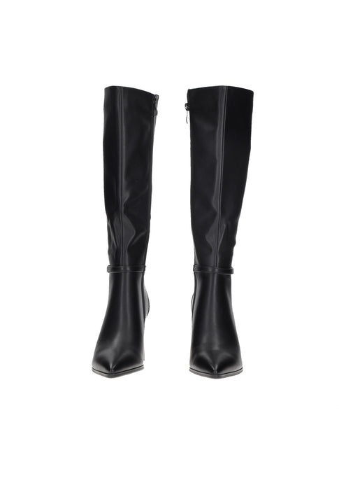 SJ1066 K1032 Stivali Linda In Ecopelle EXE Con Chiusura A Cerniera E Accessorio Laterale Tacco Alto 8 Cm Fondo Gomma