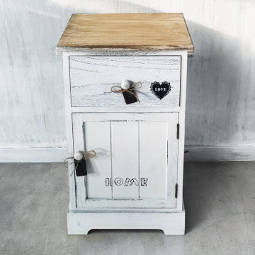Mobiletto in legno con 1 cassetto e 1 anta, 35x28x56 cm