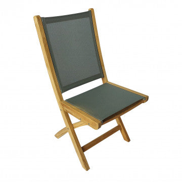 Sedia pieghevole in teak e textilene, dimensioni 48x55x89 cm