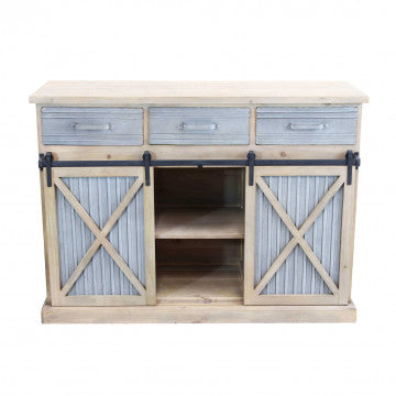 Mobile con struttura in metallo e legno, dim. 113x39,5x81 cm, colore marrone