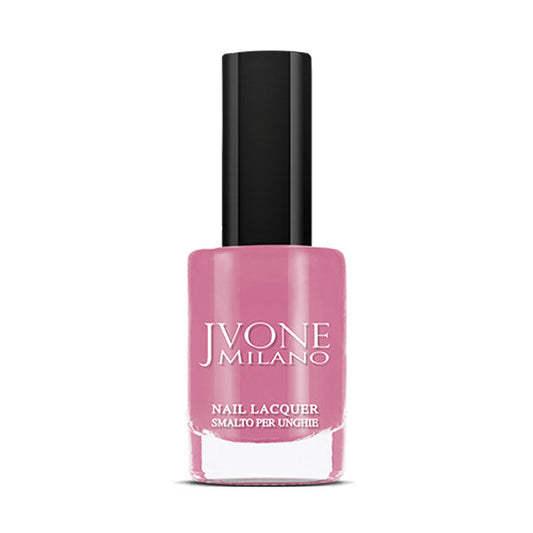 Smalto per unghie rosa shocking JVONE Milano in bottiglia da 11 ml con finitura lucida e asciugatura rapida, con cappuccio nero