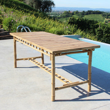 Tavolo in bamboo marrone 200x80x75 cm, struttura in legno massello