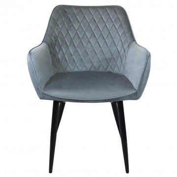 Poltrona struttura metallo seduta e schienale velluto grigio 61x61x82