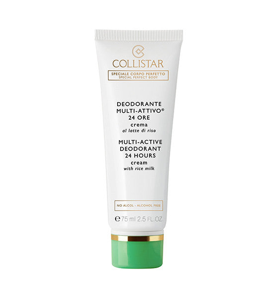 Crema deodorante multi-attivo Collistar con latte di riso, confezione da 70 ml, efficace, assorbimento rapido, senza alcol, ideale per cura personale
