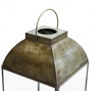 Lanterna grande in metallo e vetro color bronzo 20x20x83 cm