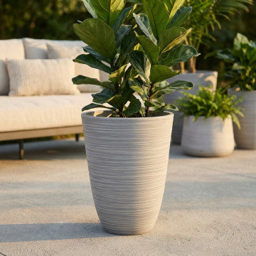 Vaso grande in fibra sintetica colore antracite diametro 39 cm altezza 46