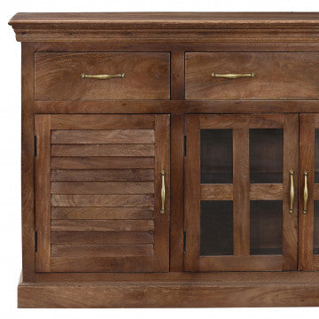 Mobile in legno di mango con 2 ante e 3 cassetti 180x44x90 cm