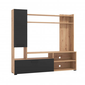 Soggiorno rovere artigiano e nero, truciolare bilaminato, 168,5x35x157 cm