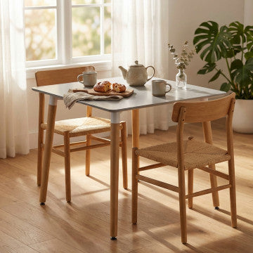 Tavolo quadrato 80x80 cm piano ABS grigio gambe in legno