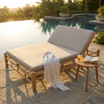 Letto in bamboo con struttura grigio chiaro, dimensioni 210x150 cm