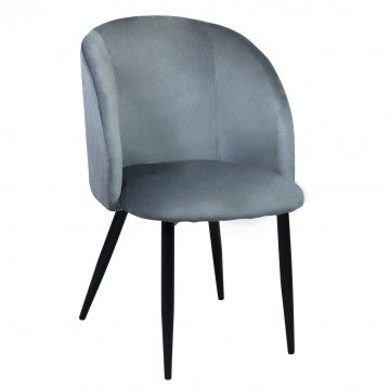 Poltrona struttura metallo seduta schienale velluto grigio 50x50x76