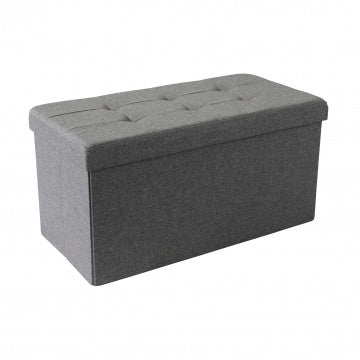 Pouf contenitore rettangolare in tessuto grigio scuro cm 76x38x38