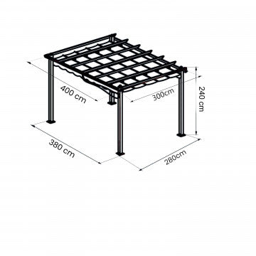 Gazebo 3x4 metri telo poliestere 180 gr struttura alluminio