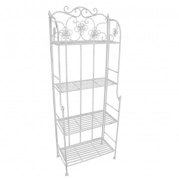 Étagère metallo 4 piani verniciato polvere bianco antico, 60x31x158 cm