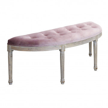 Panca in legno rivestita velluto rosa 125x45x48 cm peso 7,7 kg