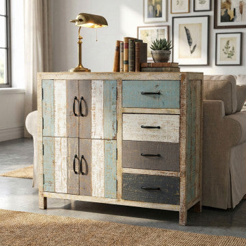 Mobile in legno con 4 cassetti e 4 ante, dimensioni 100x40x86 cm