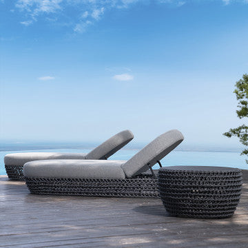 Lettino in alluminio con corde 8 mm, 82x205x36 cm, grigio