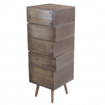 Cassettiera 5 cassetti MDF con gambe pino, 40x36,5x99 cm