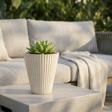 Vaso cilindrico in fibra sintetica bianca, diametro 19 cm, altezza 22 cm