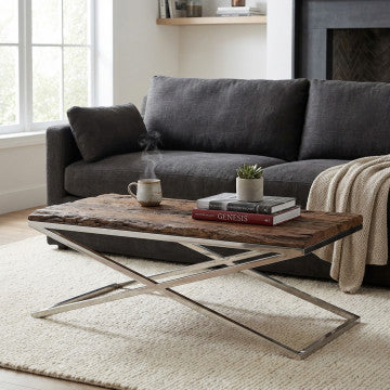 Tavolino in vetro e legno marrone 130x70x45 cm peso 55,2 kg
