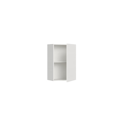 Armadio Kando con anta aperta e ripiani interni, perfetto per completare la composizione del letto a scomparsa singolo.