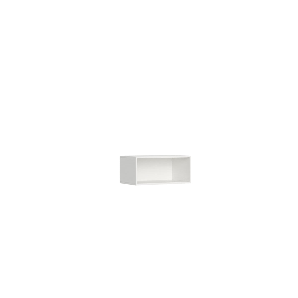 Modulo libreria a giorno bianco per composizione Kando, ideale per integrare il letto a scomparsa in ambienti multifunzionali.