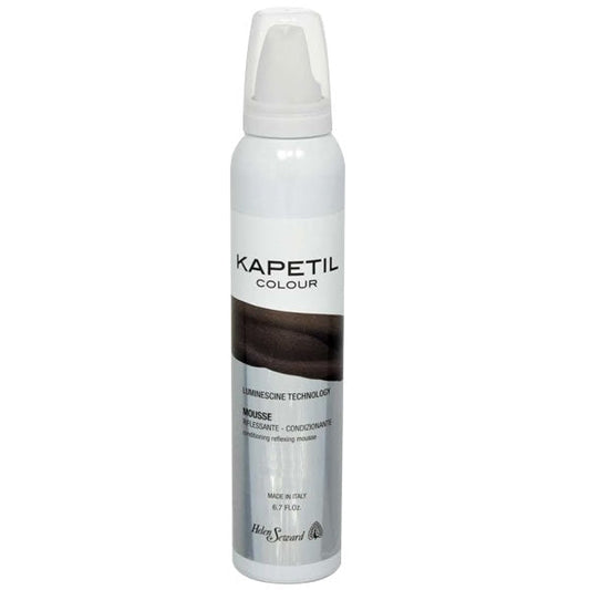 Schiuma riflessante capelli Kapetil Colour in bomboletta bianca con etichetta nera, ideale per ravvivare il colore naturale dei capelli, senza risciacquo.