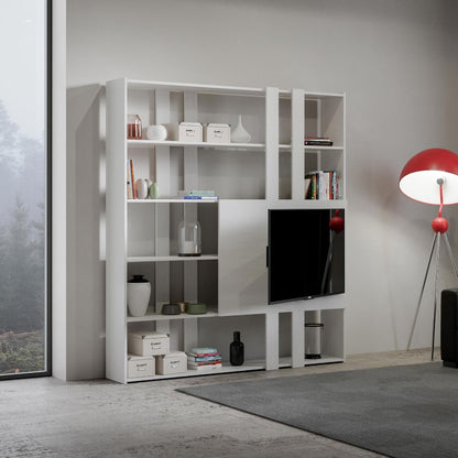 Libreria Porta TV Kato 178x204x36 cm Librerie made in italy Hobby Shop Solution Libreria H Bianco Frassino 