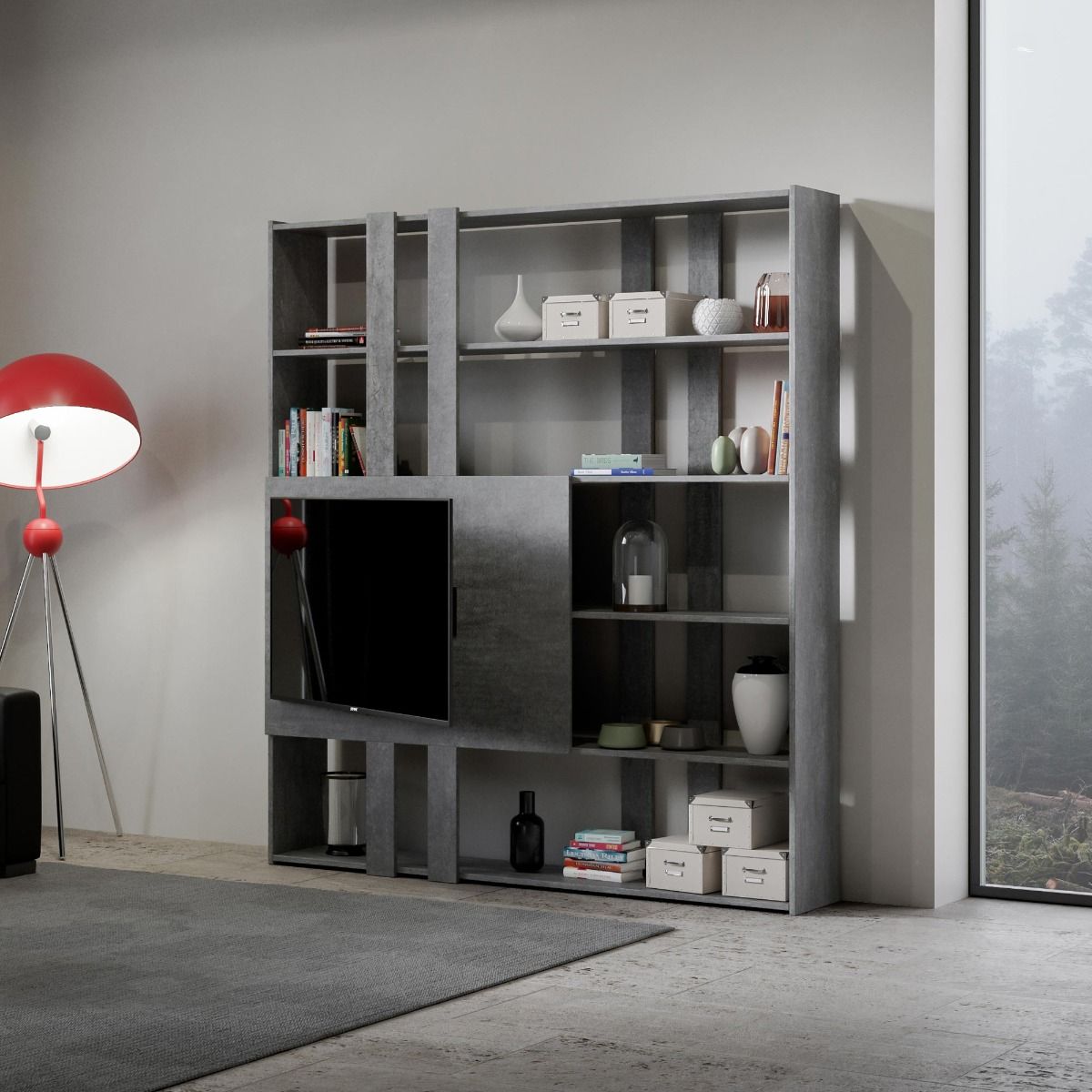 Libreria Porta TV Kato 178x204x36 cm Librerie made in italy Hobby Shop Solution   