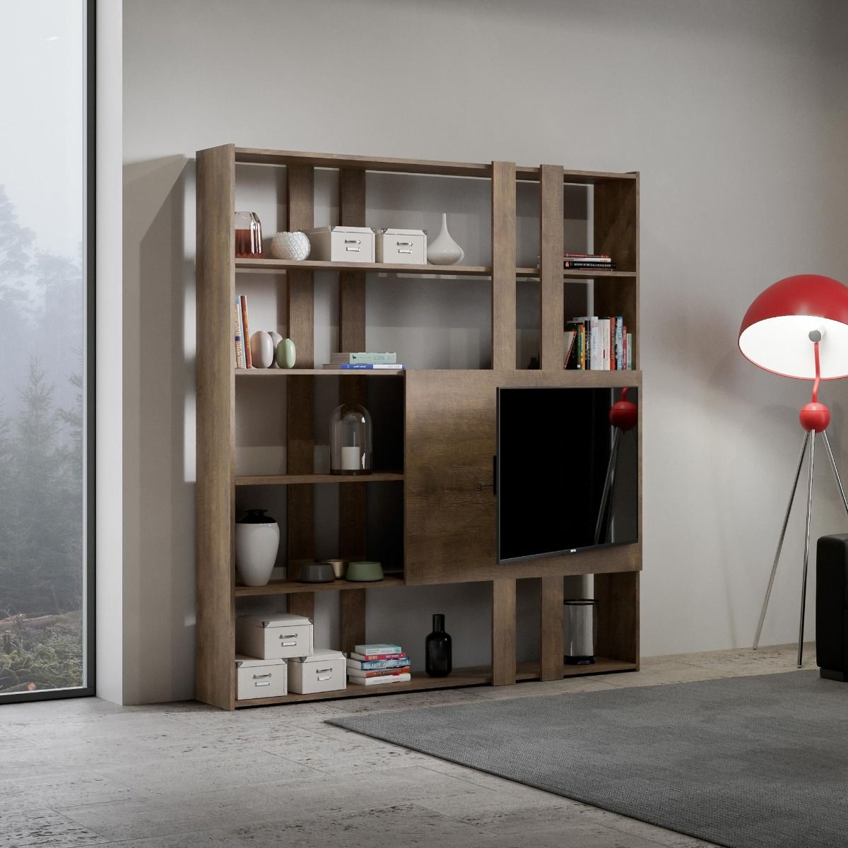 Libreria Porta TV Kato 178x204x36 cm Librerie made in italy Hobby Shop Solution Libreria H Noce 